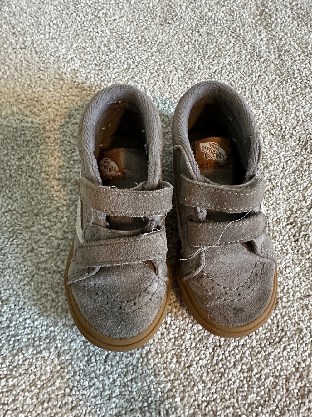 Vans Kids Taupe Suede Velcro Sneakers - Picture 2 of 8